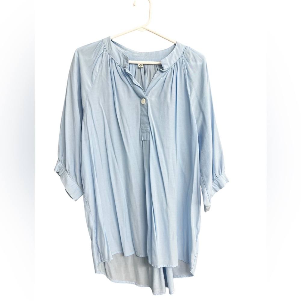 Light‎ Blue Sheer Women's Vneck Top Blouse Size XXL
